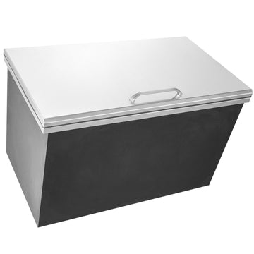 Drop-In Ice Chest, 83 QT, Stainless Steel, Hinged Lid, Drain Plug