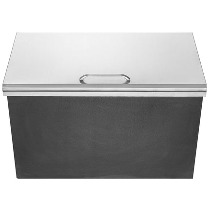 Drop-In Ice Chest, 83 QT, Stainless Steel, Hinged Lid, Drain Plug