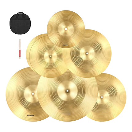 Drum Cymbal Set, 6-Piece 10–20 in With Bag, Sticks
