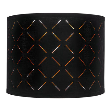 Drum Lamp Shade Set With Harp, 13x13x10 in, Black Gold