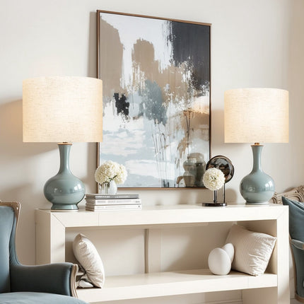 Drum Lamp Shades, Set of 2, 13x13x10 in Linen