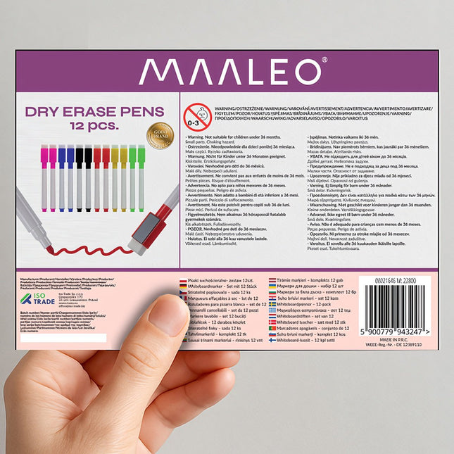 Dry-erase markers - set of 12 pcs. Maaleo 21646