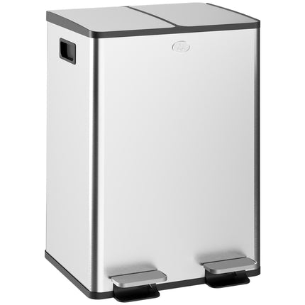 Dual 28L Pedal Bin, Stainless Steel, Soft-Close, Silver