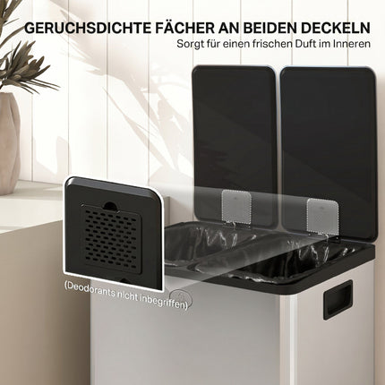Dual 28L Pedal Bin, Stainless Steel, Soft-Close, Silver