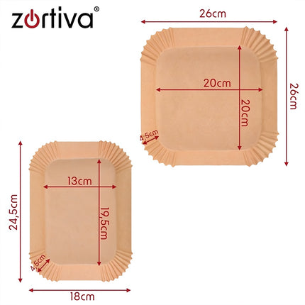 Dual Basket Air Fryer Paper Liners, 100 + 50 Pcs, 20 x 20 cm, 19.5 x 13 cm