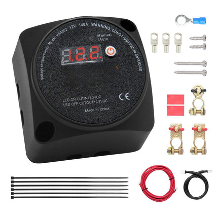 Dual Battery Isolator Kit 12V 140A, LCD VSR, Manual-Auto