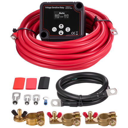 Dual Battery Isolator Kit, 12V 140A VSR, LCD Voltmeter