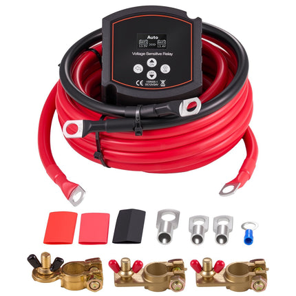Dual Battery Isolator Kit, 12V 300A VSR, LCD Voltmeter