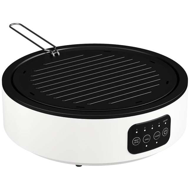 Dual Ceramic Cooktop & Grill, 2000W, 4 Heat Levels, White