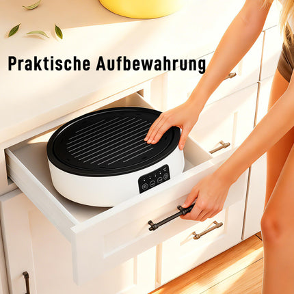 Dual Ceramic Cooktop & Grill, 2000W, 4 Heat Levels, White