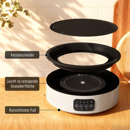 Dual Ceramic Cooktop & Grill, 2000W, 4 Heat Levels, White