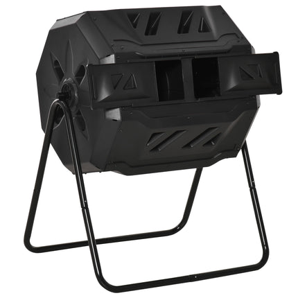 Dual Chamber Compost Bin, 160L, Steel & Plastic