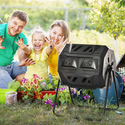 Dual Chamber Compost Bin, 160L, Steel & Plastic