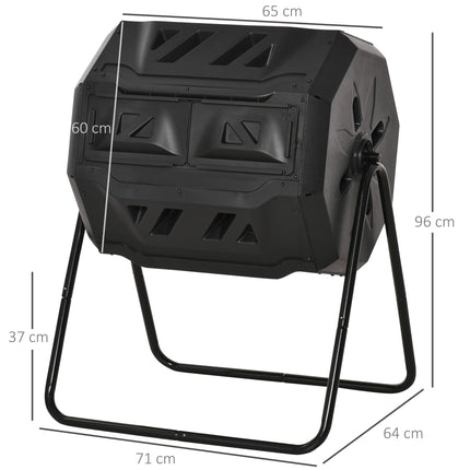 Dual Chamber Compost Bin, 160L, Steel & Plastic