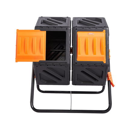 Dual Chamber Compost Tumbler, 37 Gallon, 2 Sliding Doors