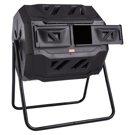 Dual Chamber Compost Tumbler Bin, 43 Gallon, Steel Frame