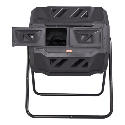Dual Chamber Compost Tumbler Bin, 43 Gallon, Steel Frame