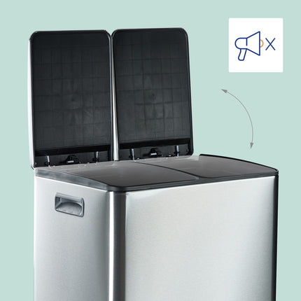 Dual Compartment 30L Kitchen Waste Bin with Foot Pedal