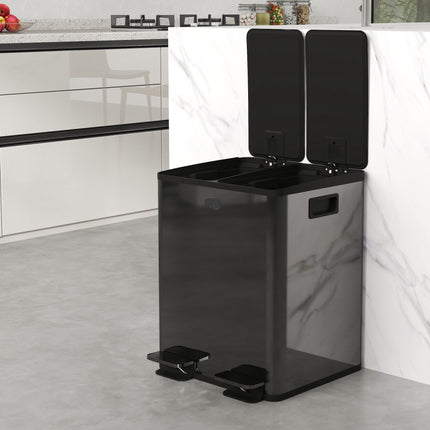 Dual Compartment 40L Stainless Steel Pedal Bin