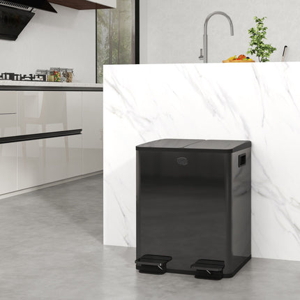 Dual Compartment 40L Stainless Steel Pedal Bin