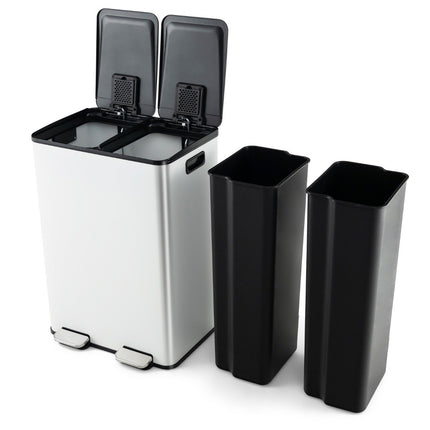 Dual Compartment 60L Kitchen Trash Can – Soft Close Lid