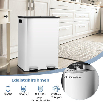 Dual Compartment 60L Kitchen Trash Can – Soft Close Lid