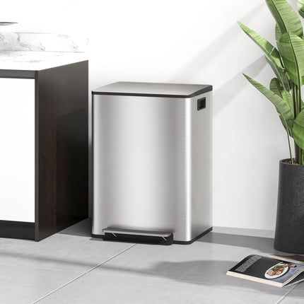 Dual Compartment 60L Stainless Steel Kitchen Bin