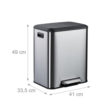 Dual Compartment Kitchen Bin, 15L Waste Separator