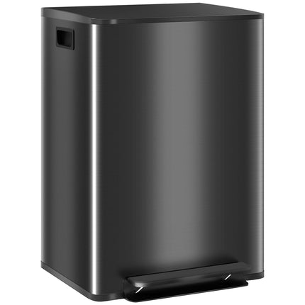 Dual Compartment Kitchen Trash Can, 60L Stainless Steel