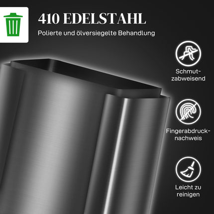 Dual Compartment Kitchen Trash Can, 60L Stainless Steel