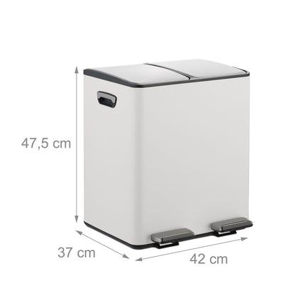Dual Compartment Pedal Bin, 2x15L, Soft-Close