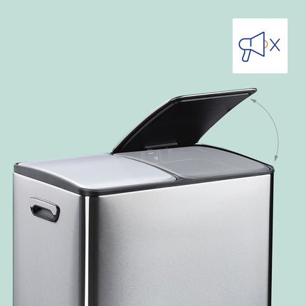 Dual Compartment Pedal Bin, 2x30L Capacity