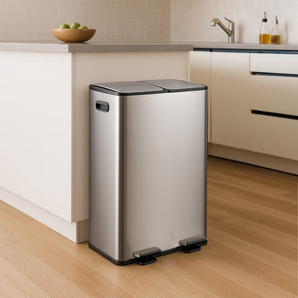 Dual Compartment Pedal Bin, 2x30L Capacity