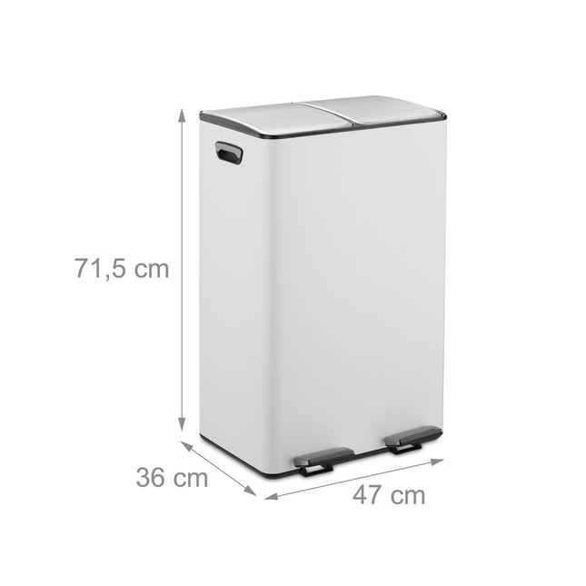 Pedaalemmer met twee compartimenten, 2x 30L capaciteit