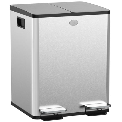 Dual Compartment Stainless Steel Trash Bin, 2x20L