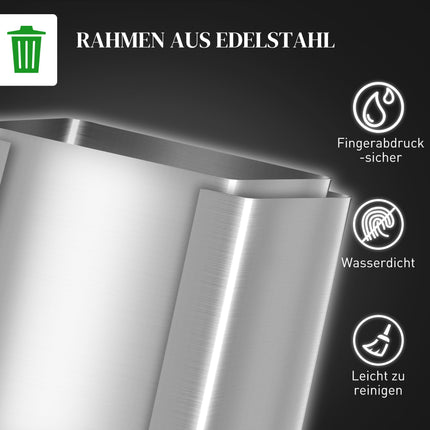 Dual Compartment Stainless Steel Trash Bin, 2x20L