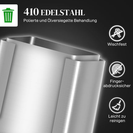 Dual Compartment Trash Can, 40L, Soft-Close, Stainless Steel