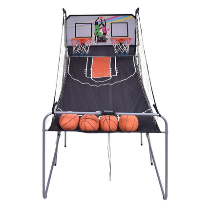 Dual Hoop Basketball Arcade Game with Electronic Scoring