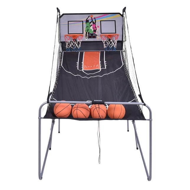 Dual Hoop Basketball Arcade Game with Electronic Scoring