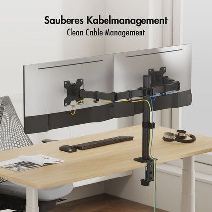 Dual Monitor Mount 17-32" Adjustable Arms, Black