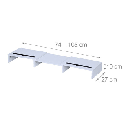 Dual Monitor Stand, Adjustable Height, White