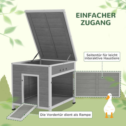 Duck House with Removable Roof and Floor, Fits 2-4 Ducks