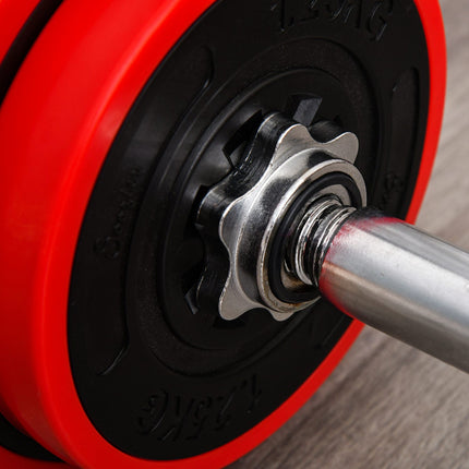 Adjustable dumbbells & barbell set, 20 kg, red/black, home training