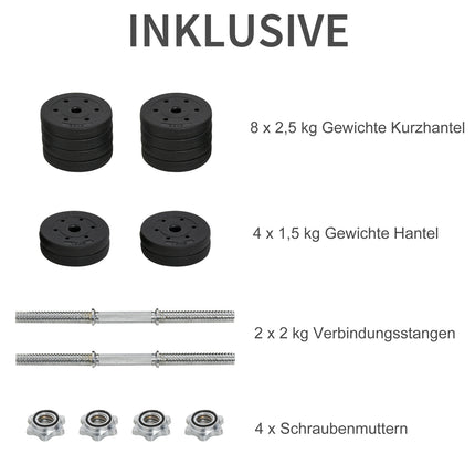 30 kg dumbbell set in steel, strength training for home and gym