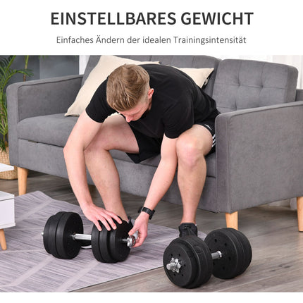 30 kg dumbbell set in steel, strength training for home and gym