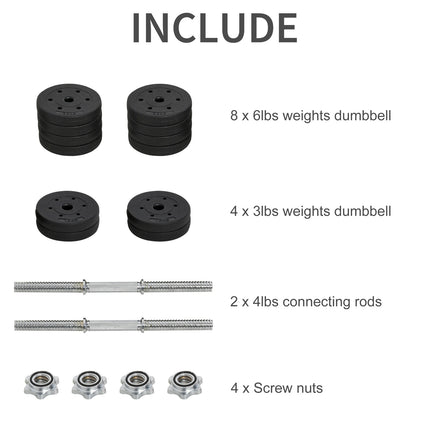 30 kg dumbbell set in steel, strength training for home and gym