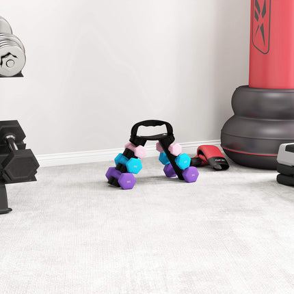 Dumbbell Set with Rack, 6 Weights: 1kg, 2kg, 3kg