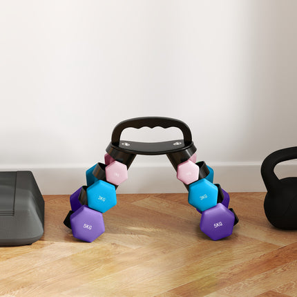 Dumbbell Set with Rack – 6 Weights: 2x1kg, 2x3kg, 2x5kg