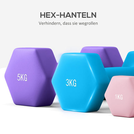 Dumbbell Set with Rack – 6 Weights: 2x1kg, 2x3kg, 2x5kg