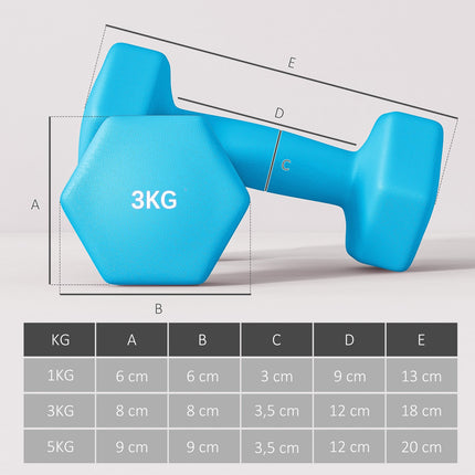 Dumbbell Set with Rack – 6 Weights: 2x1kg, 2x3kg, 2x5kg